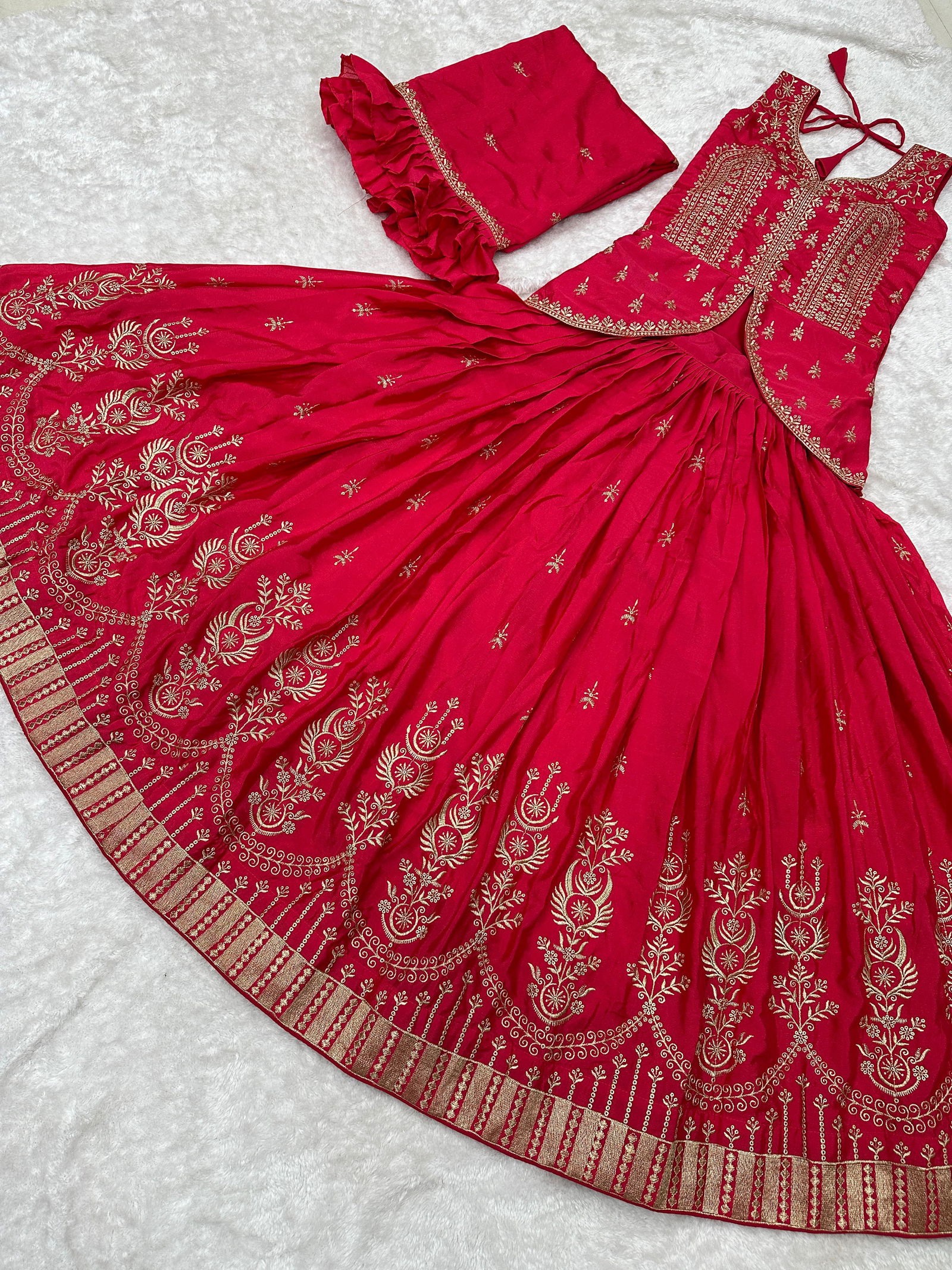Ram 002 By Pc Heavy Chinon Wedding Wear Crop Top Readymade Suits Wholesalers In Delhi